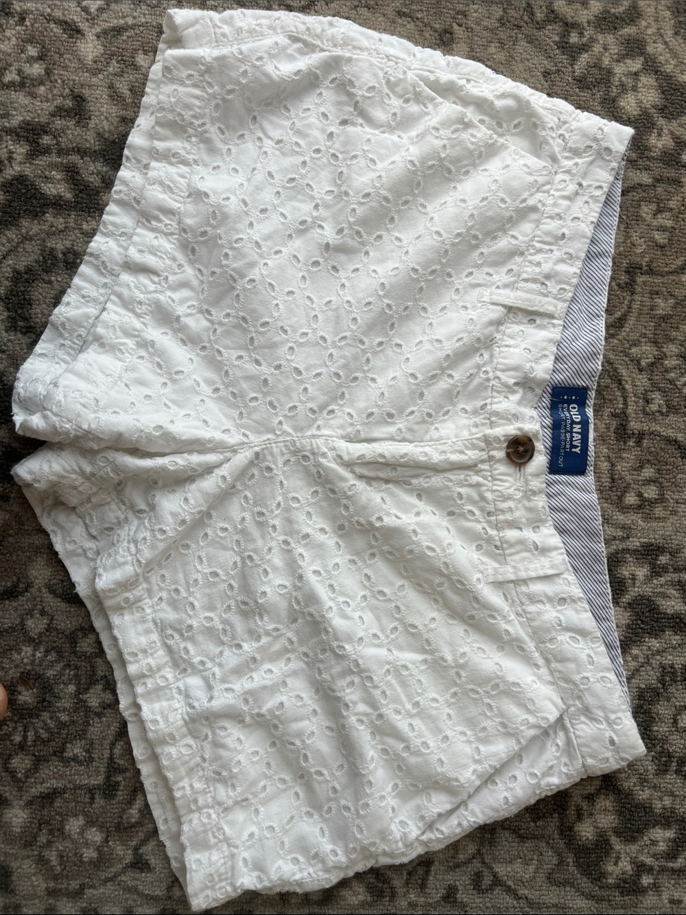 Old Navy White Eyelet Cotton Bermuda Shorts